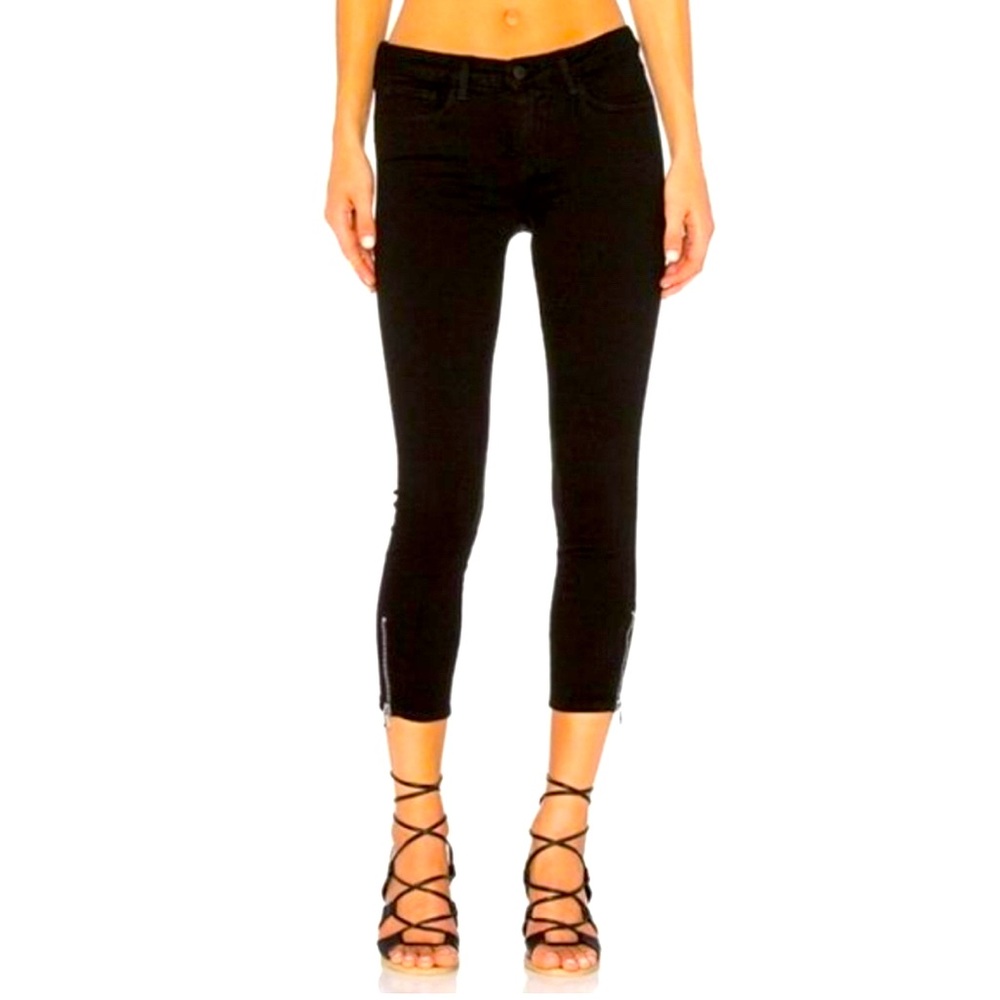 L’AGENCE Emmanuelle Mid Rise Cropped Ankle Zip jeans